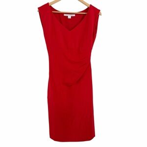 DVF Bevin Ceramic Ruched Sheath Dress Cherry Red Size 2
